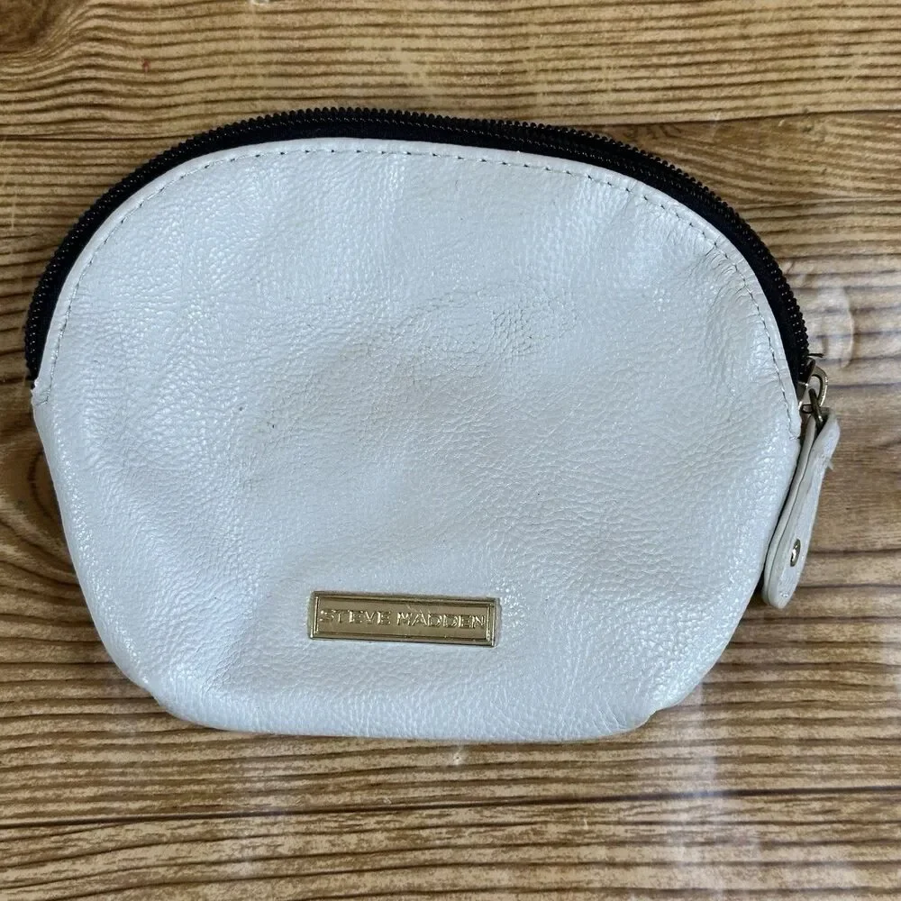 STEVE MADDEN Clutch Bag‎ Makeup pouch travel Small Organizer Purse White Zipper